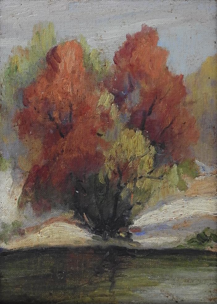 Small Early 20th Century Plein Air Riverside Landscape Painting - 2