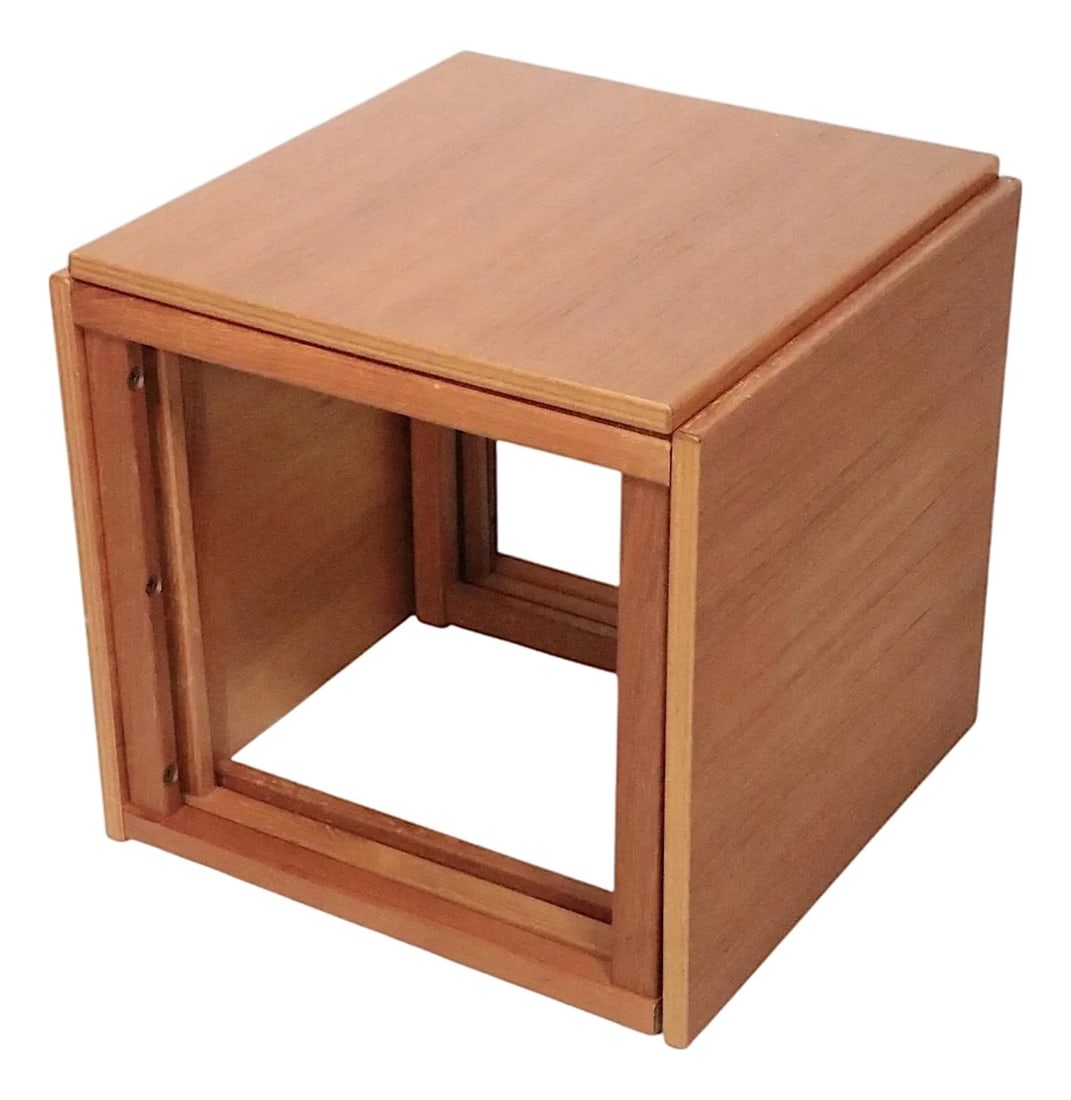 Mid Century Danish Modern Teak Cube Table Nest Att. To Kai Kristiansen for Vildberg Mobelfabrik Mode (1 of 14)