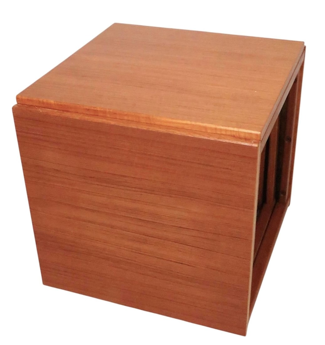 Mid Century Danish Modern Teak Cube Table Nest Att. To Kai Kristiansen for Vildberg Mobelfabrik Mode - 3