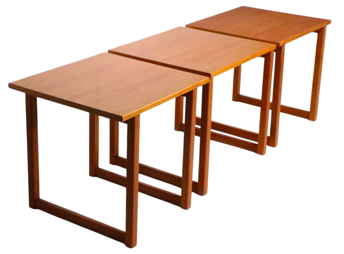 Mid Century Danish Modern Teak Cube Table Nest Att. To Kai Kristiansen for Vildberg Mobelfabrik Mode - 5