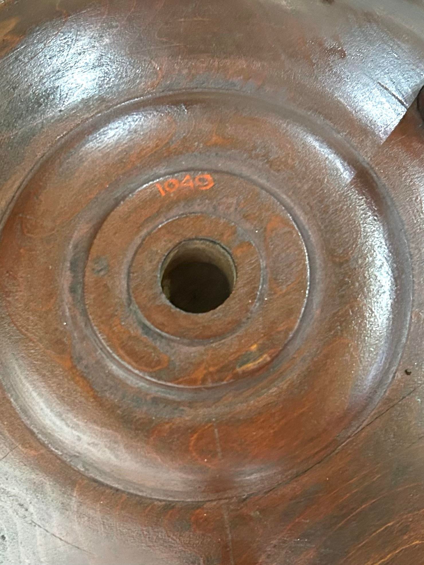 Antique, Turned Wood, Windsor Dairy Stool With a Solid Elm Wood, Saddle/Dished Seat, Two Stretchers - 7