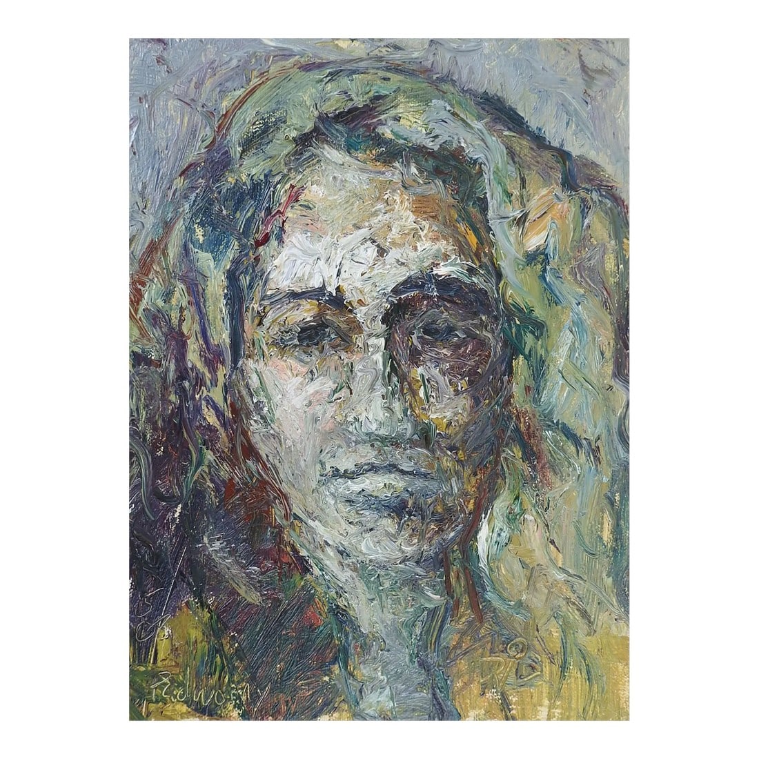 Contemporary David Padworny Impressionist Portrait Paintnig of Woman: 2018 oil on canvas impressionist impasto portrait painting of woman by David Padworny (20th-21st c.) New York. Signed lower left and on verson. Unframed. Condition: Alterations: Original