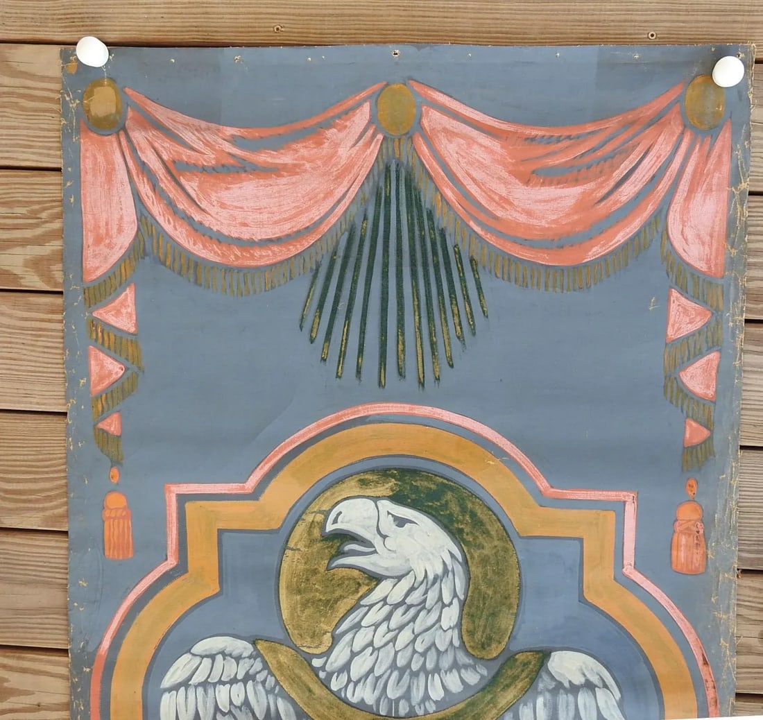 Vintage Distressed St. John Eagle Quadrefoil Painting - 2