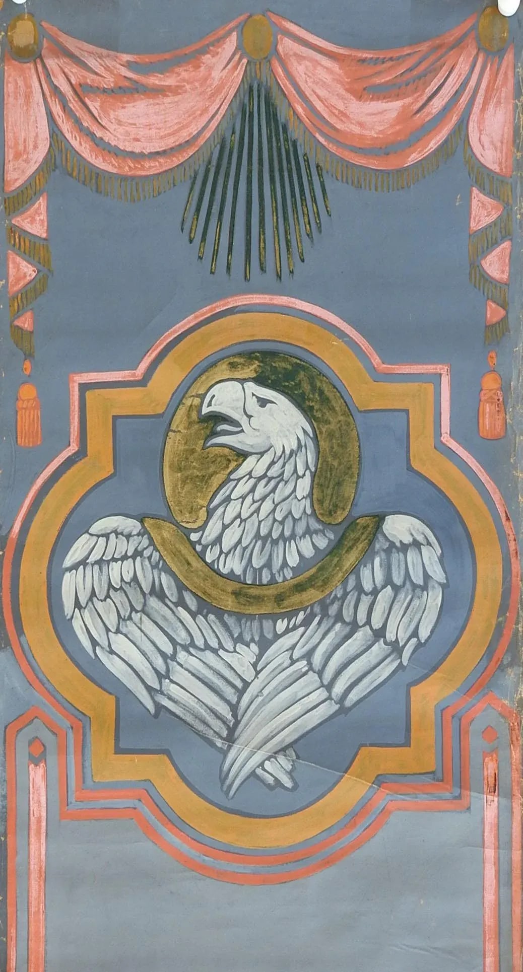 Vintage Distressed St. John Eagle Quadrefoil Painting - 5