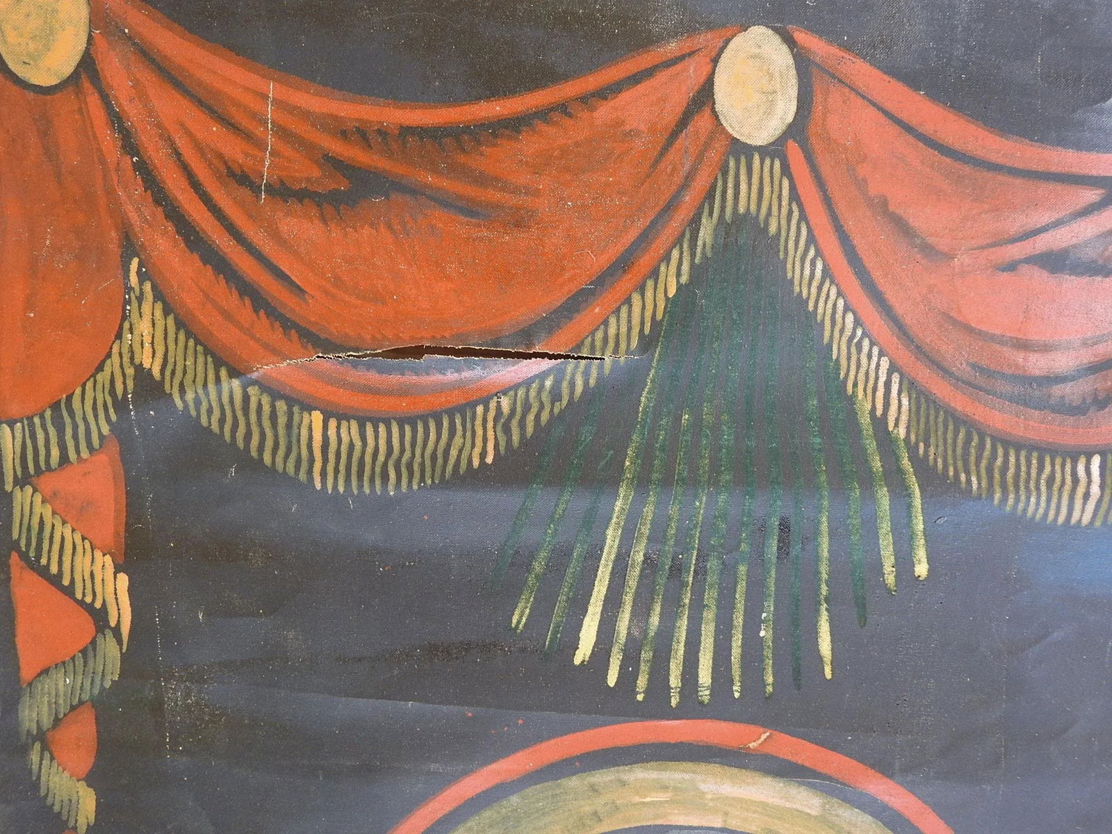 Vintage Distressed St. Luke Winged Ox Bull Quadrefoil Painting - 5