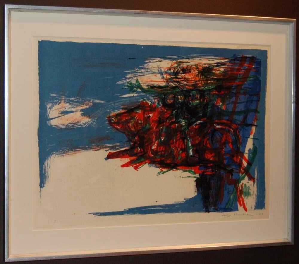 Leif Knudsen Swedish Mid-Century Modern Framed Abstract Lithograph Circa 1962 - 2