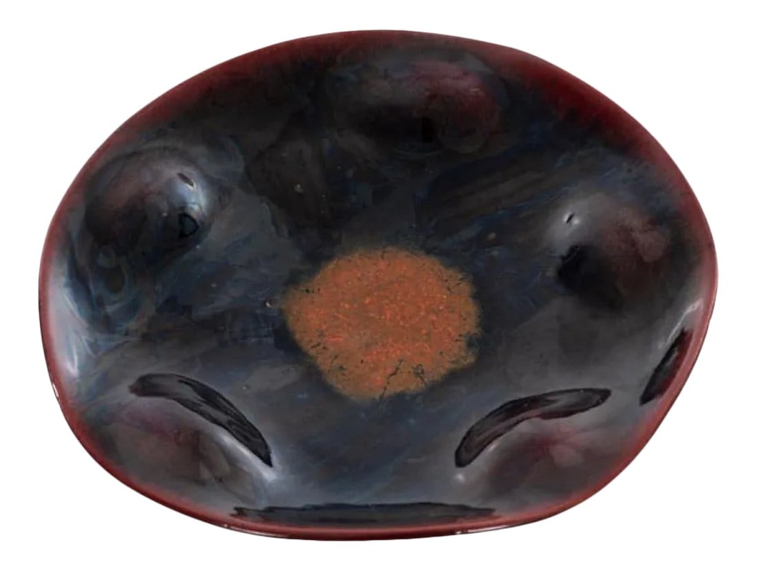 1940s Early Marchello Fantoni Platter: Early Marchello Fantoni Platter, unusual waved design with deep glazes. [signed underside Fantoni made Italy with image] Condition: Alterations: Original Condition Unaltered Imperfections: Some Imperf