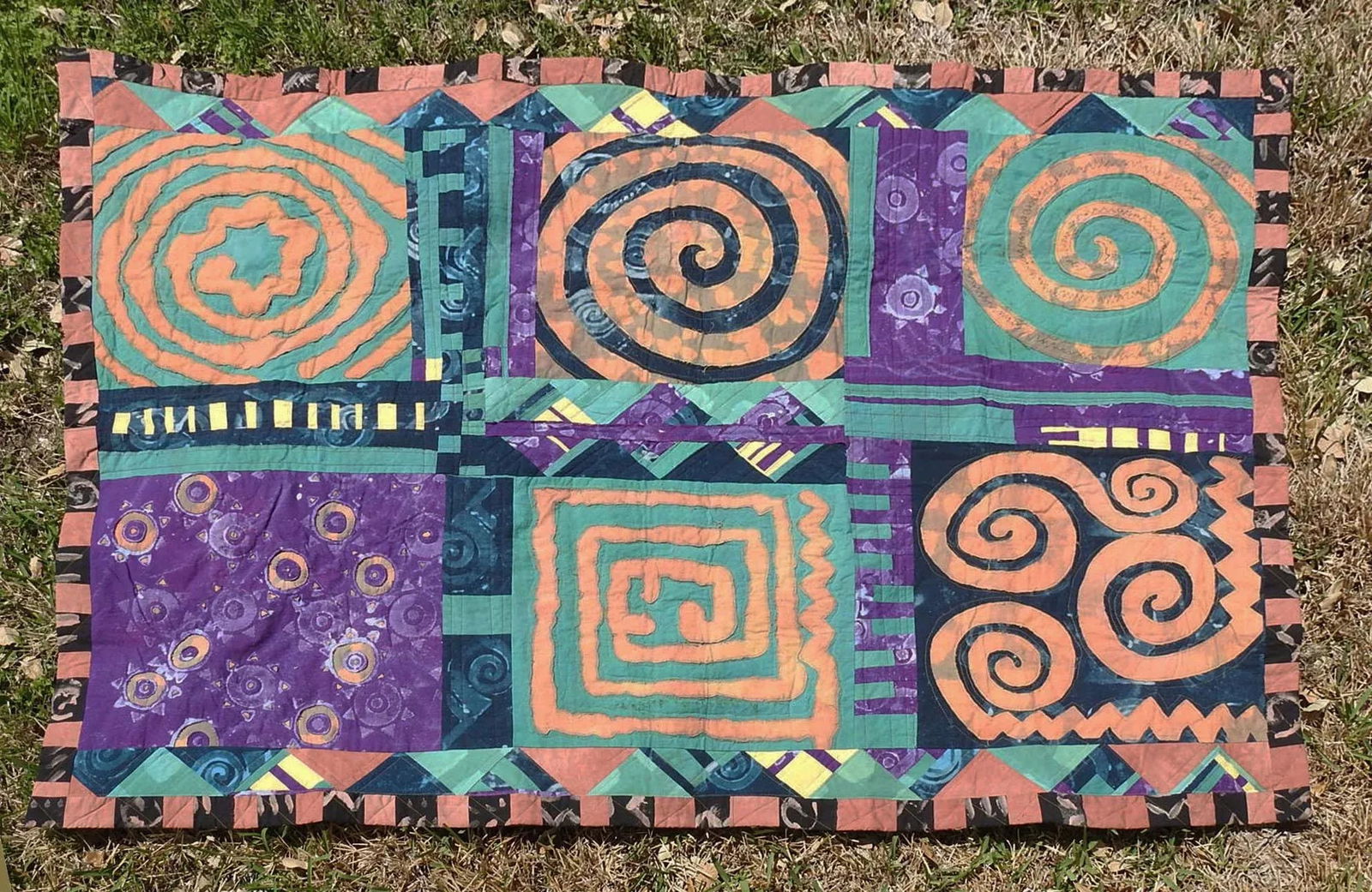 Vintage Artist Made Abstract Art Quilt - 11