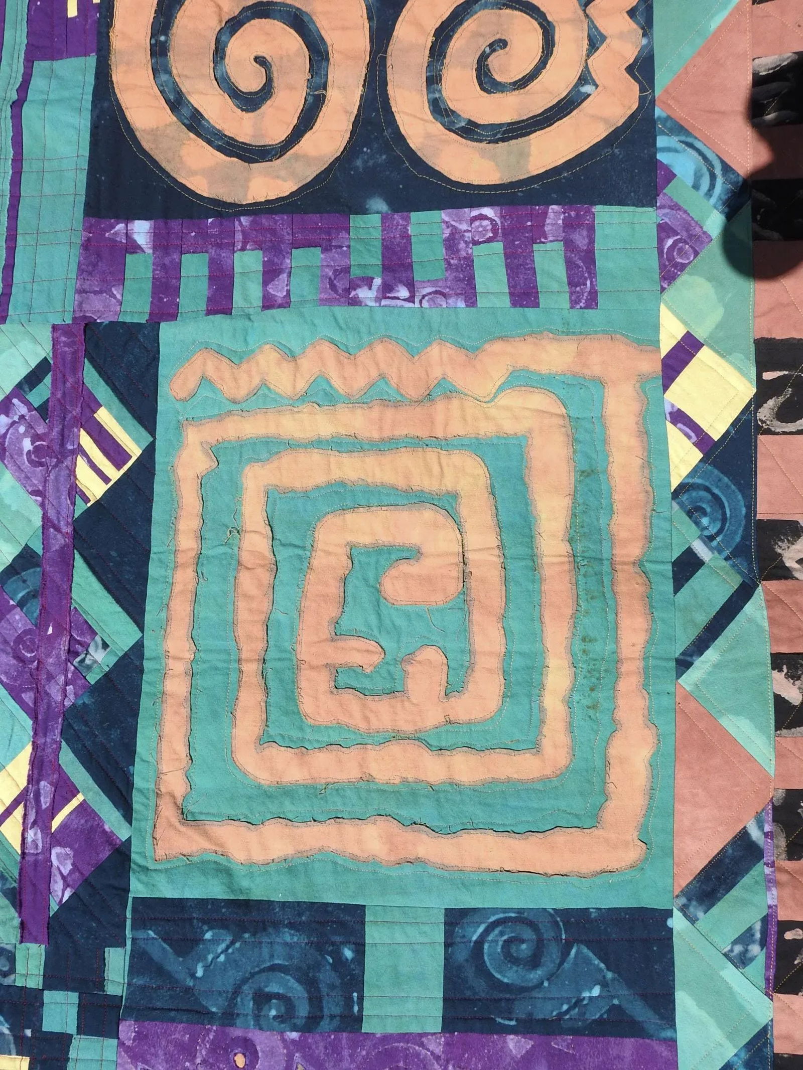 Vintage Artist Made Abstract Art Quilt - 2