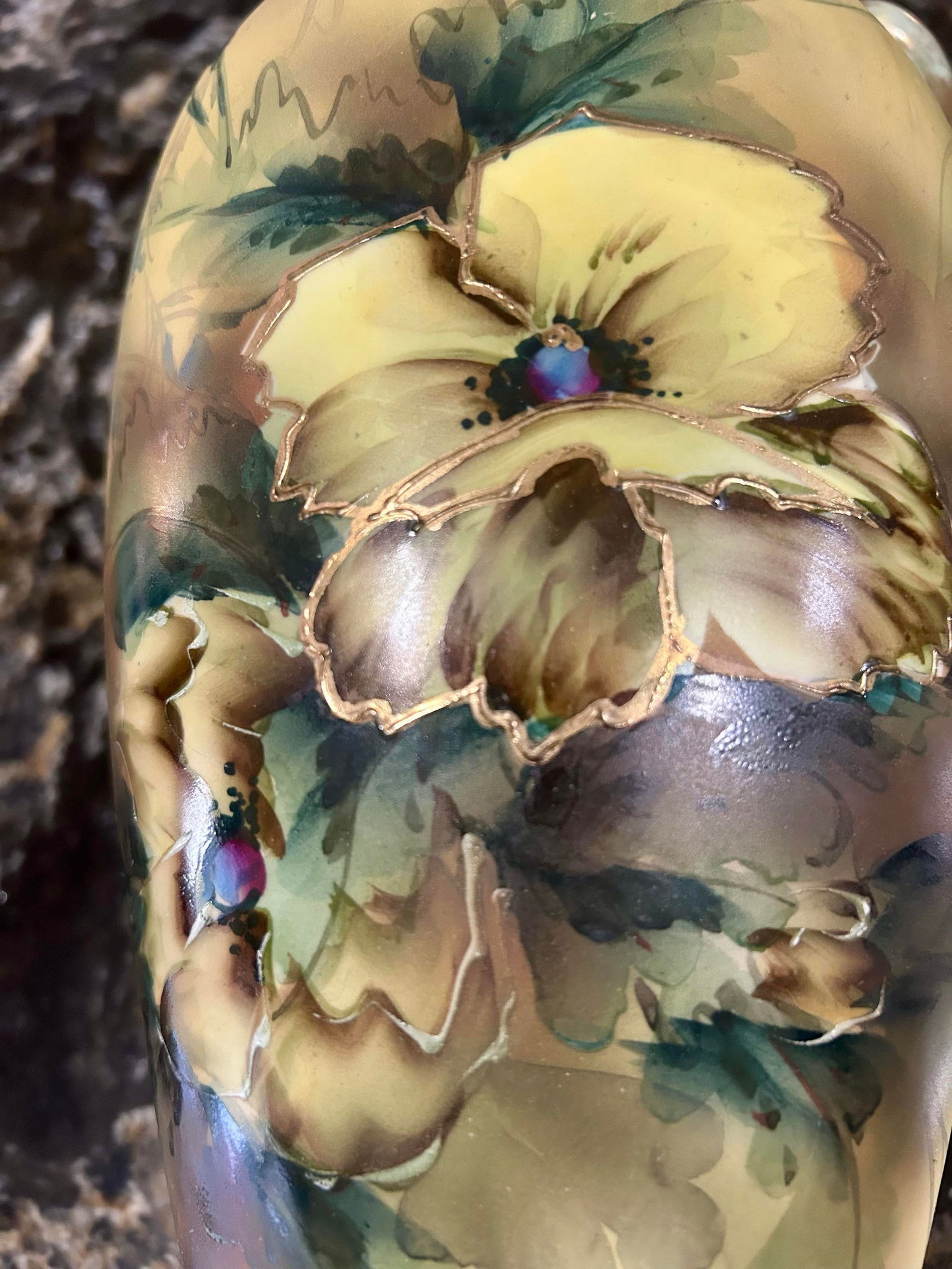 Antique, Hand-Painted, Royal Nippon Nishiki Porcelain Vase With Gilded Accents and a Ruffled Lip, Li - 8