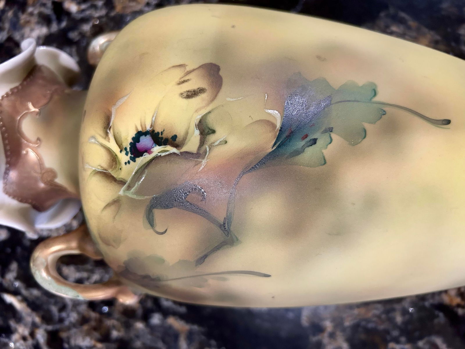 Antique, Hand-Painted, Royal Nippon Nishiki Porcelain Vase With Gilded Accents and a Ruffled Lip, Li - 9