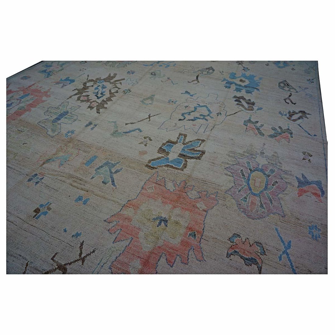 21st Century Turkish Oushak 11X15 Ivory, Brown & Slate Blue Handmade Area Rug #1144196 - 10