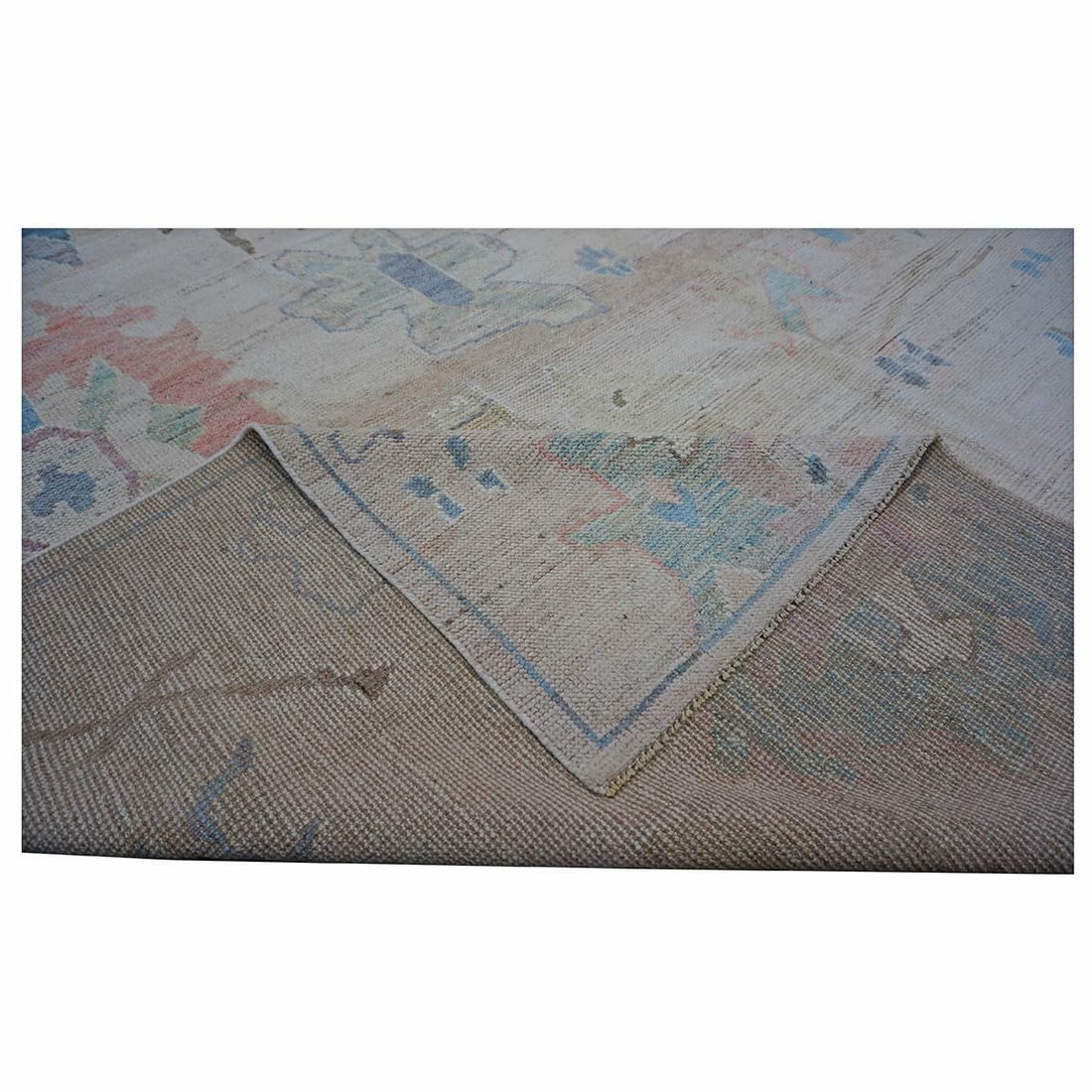 21st Century Turkish Oushak 11X15 Ivory, Brown & Slate Blue Handmade Area Rug #1144196 - 12