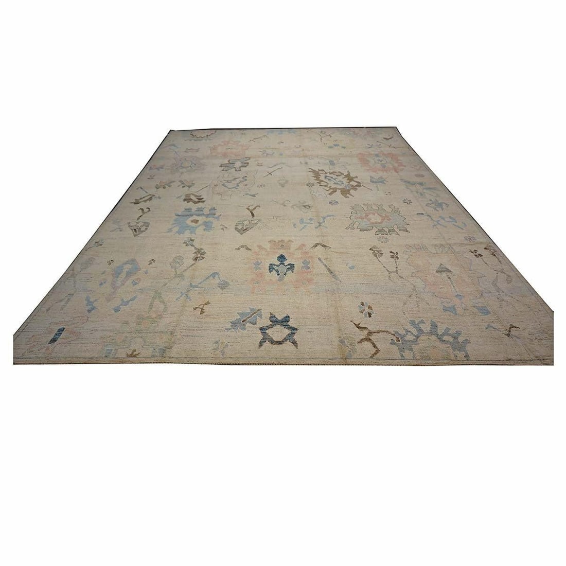 21st Century Turkish Oushak 11X15 Ivory, Brown & Slate Blue Handmade Area Rug #1144196 - 2