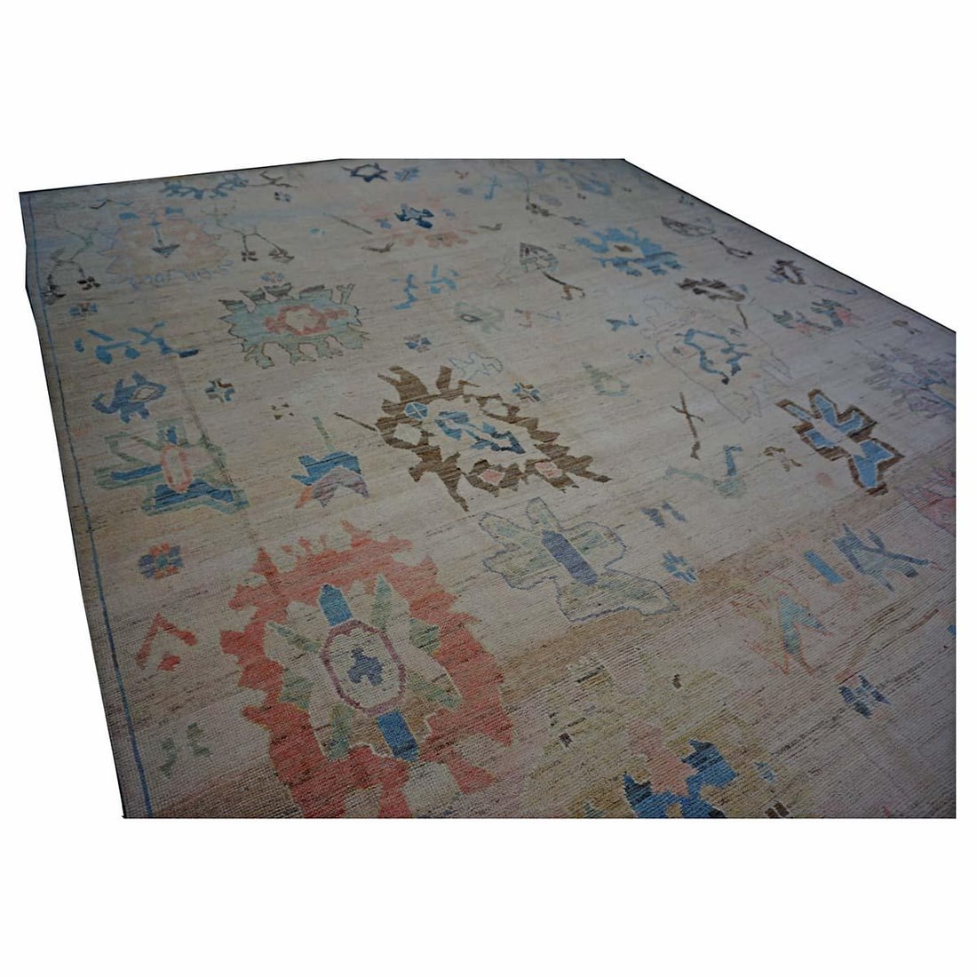 21st Century Turkish Oushak 11X15 Ivory, Brown & Slate Blue Handmade Area Rug #1144196 - 8