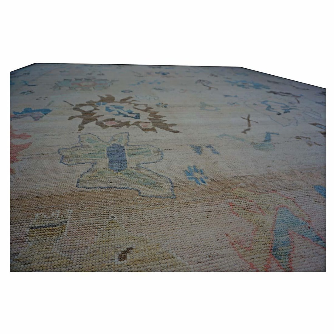 21st Century Turkish Oushak 11X15 Ivory, Brown & Slate Blue Handmade Area Rug #1144196 - 9