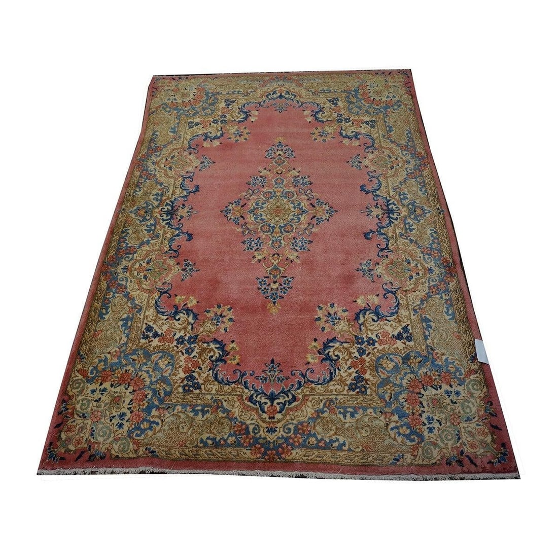 Antique Persian Kerman 4X6 Red, Blue & Ivory Handmade Area Rug #9902283 - 2