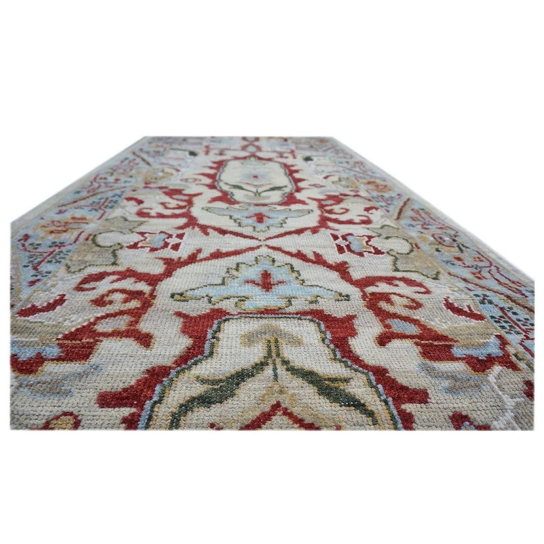 21st Century Afghan Sultanabad 3x10 Tan, Red & Light Blue Handmade Runner Rug #1144042 - 5