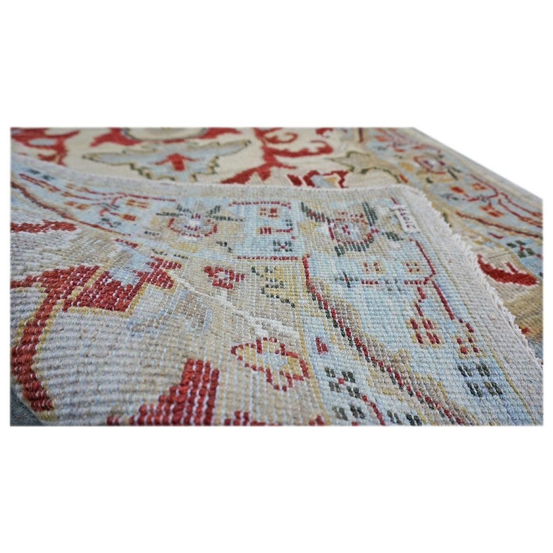 21st Century Afghan Sultanabad 3x10 Tan, Red & Light Blue Handmade Runner Rug #1144042 - 7