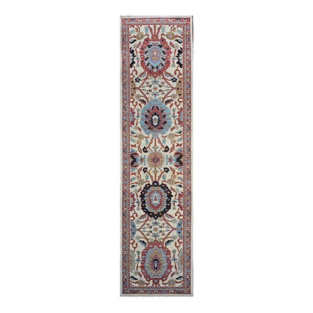 21st Century Wool Afghan Sultanabad 3x12 Ivory, Red, & Blue Handmade Runner Rug #1143660: 21st Century Wool Afghan Sultanabad 3x12 Ivory, Red, & Blue Handmade Runner Rug #1143660 Condition: Imperfections: No Imperfections Condition Notes: New Dimensions: Height: 0.25 in. Width: 37 in.
