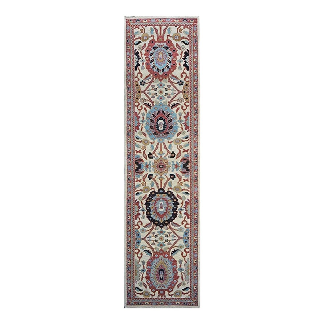 21st Century Afghan Sultanabad 3x12 Ivory, Red, & Blue Handmade Runner Rug #1143661: 21st Century Afghan Sultanabad 3x12 Ivory, Red, & Blue Handmade Runner Rug #1143661 Condition: Imperfections: No Imperfections Condition Notes: New Dimensions: Height: 0.25 in. Width: 36 in.