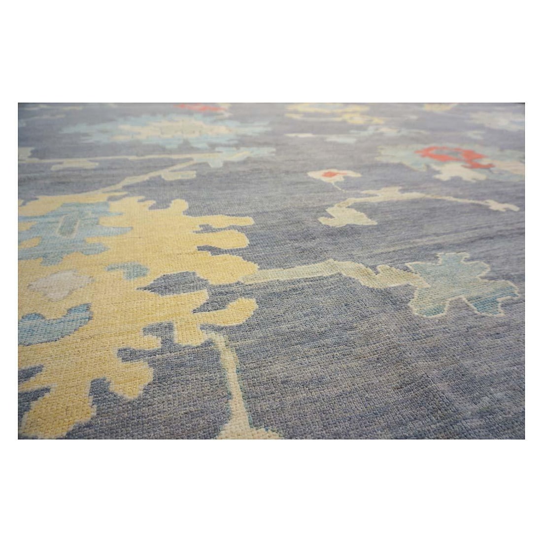 21st Century Turkish Oushak 12X16 Grey, Ivory, Orange & Slate Blue Handmade Area Rug #1144179 - 6