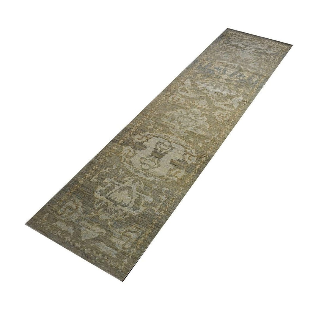 21st Century Persian Sultanabad Wool 3x12 Gray, Yellow & Ivory Handmade Runner Rug #1142054 - 3