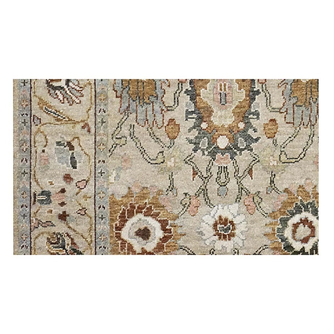 21st Century Afghan Sultanabad Wool 4x6 Ivory, Gray & Tan Handmade Area Rug #1143757 - 3