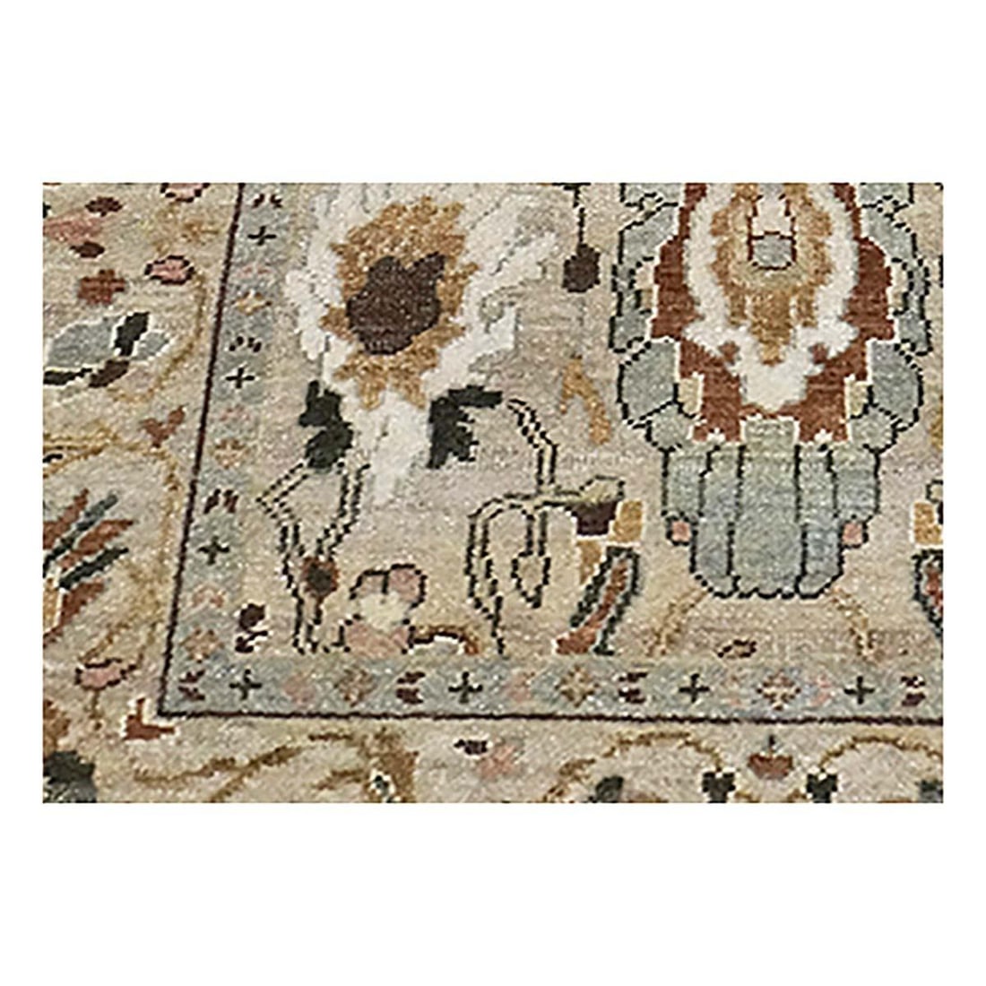 21st Century Afghan Sultanabad Wool 4x6 Ivory, Gray & Tan Handmade Area Rug #1143757 - 4