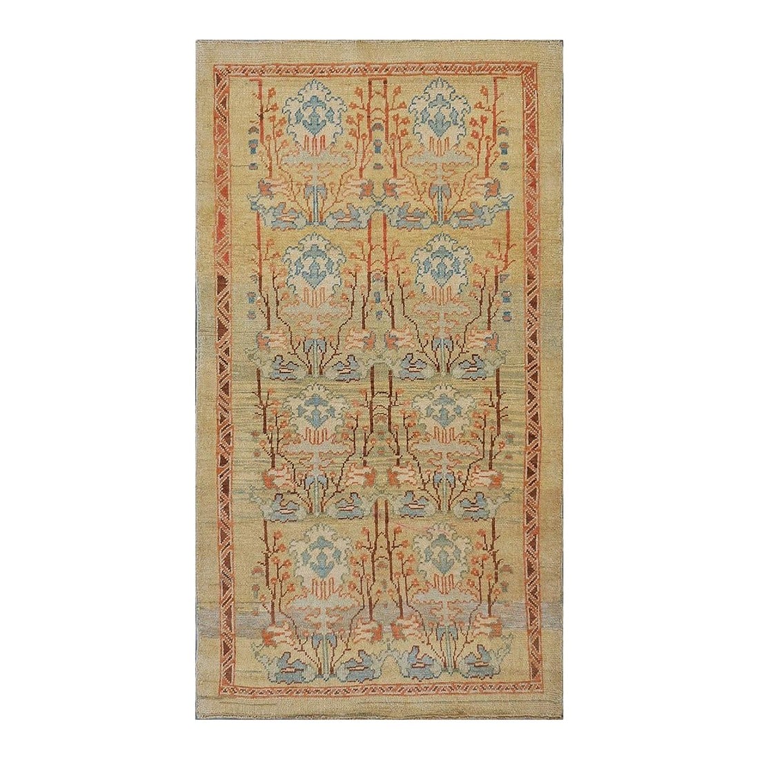 21st Turkish Donegal 4x8 Tan and Rust Hemp/Wool Handmade Area Rug #1140876: 21st Turkish Donegal 4x8 Tan and Rust Hemp/Wool Handmade Area Rug #1140876 Condition: Imperfections: No Imperfections Condition Notes: New Dimensions: Height: 0.25 in. Width: 55 in. Depth: 105 in.