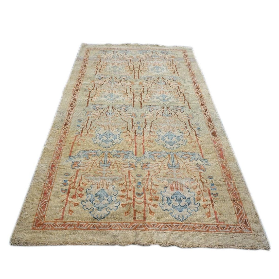21st Turkish Donegal 4x8 Tan and Rust Hemp/Wool Handmade Area Rug #1140876 - 2