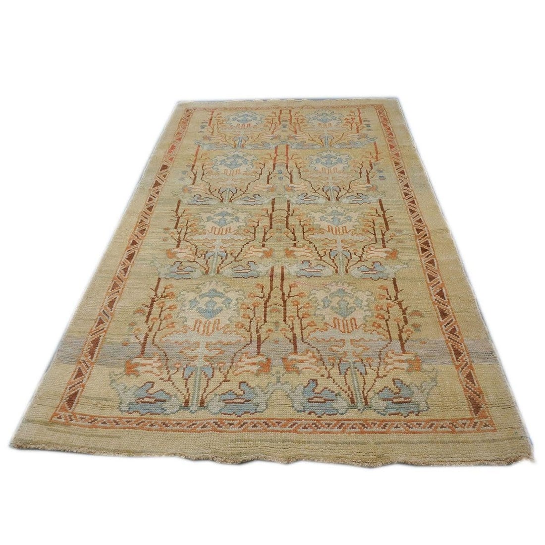 21st Turkish Donegal 4x8 Tan and Rust Hemp/Wool Handmade Area Rug #1140876 - 3