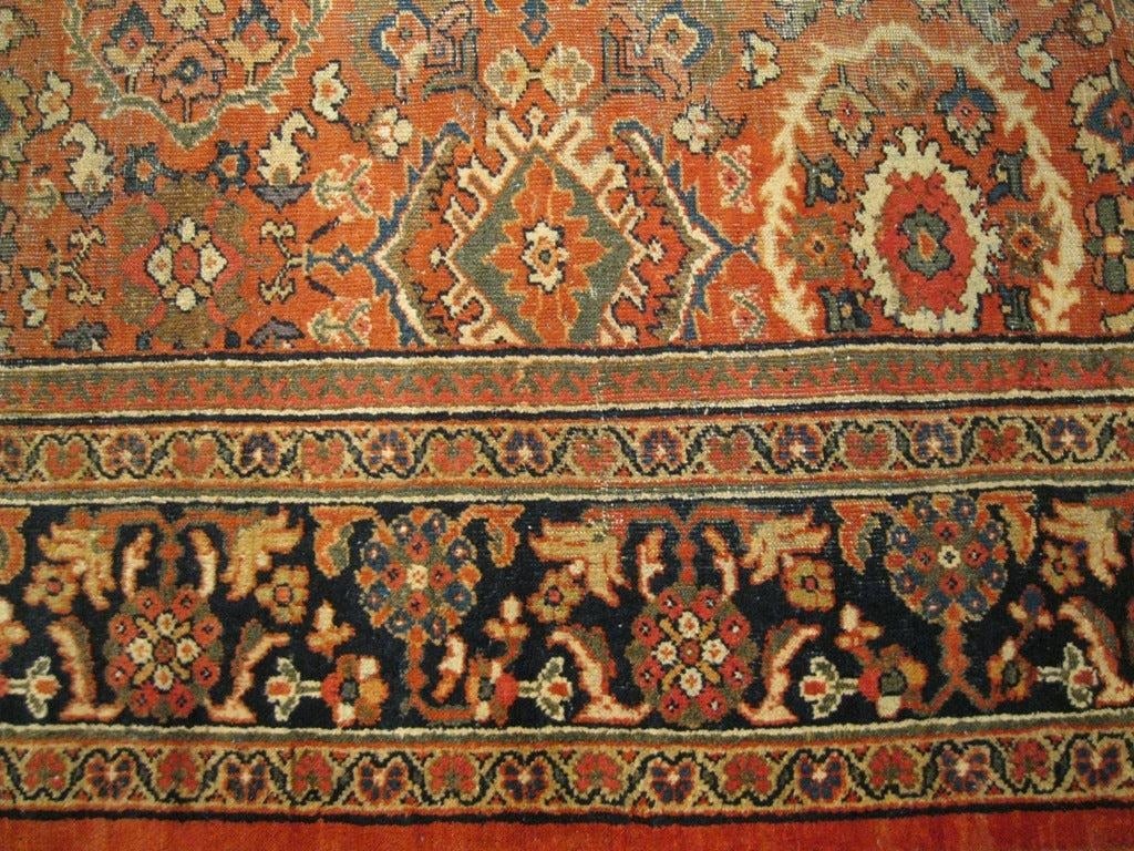 Antique Afghan Sultanabad Masters Wool 8 x 12 Navy, Orange, Red & Ivory Handmade Area Rug #1142130 - 4