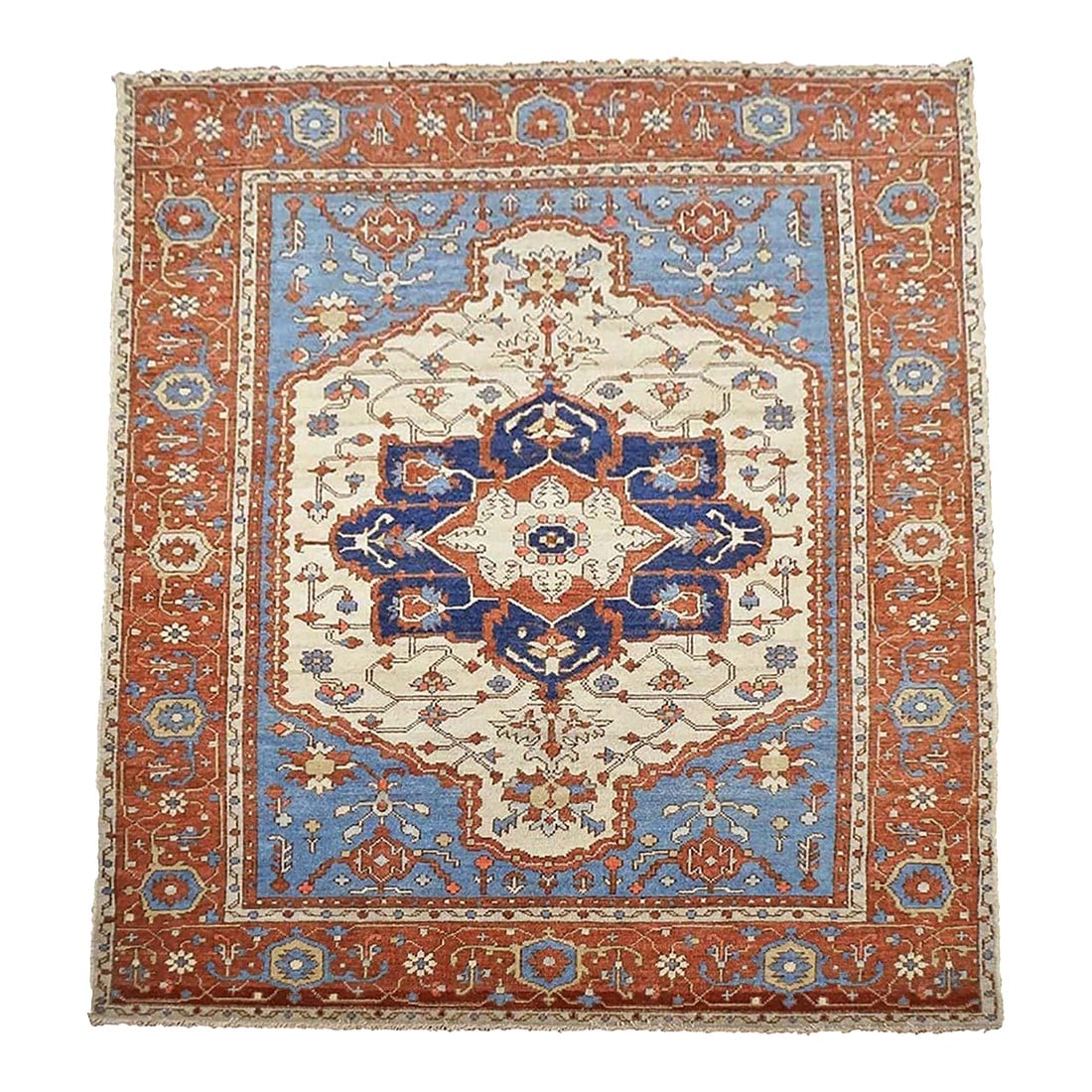 21st Century Afghan Sultanabad Wool 5x7 Rust, Ivory, & Blue Handmade Area Rug #1143113: 21st Century Afghan Sultanabad Wool 5x7 Rust, Ivory, & Blue Handmade Area Rug #1143113 Condition: Imperfections: No Imperfections Condition Notes: New Dimensions: Height: 0.25 in. Width: 61 in.