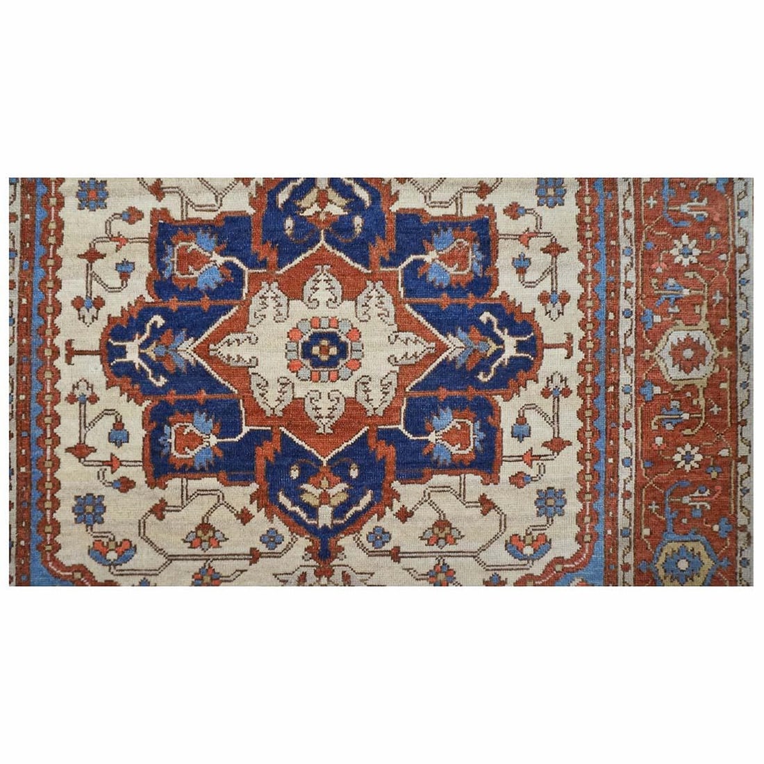 21st Century Afghan Sultanabad Wool 5x7 Rust, Ivory, & Blue Handmade Area Rug #1143113 - 3