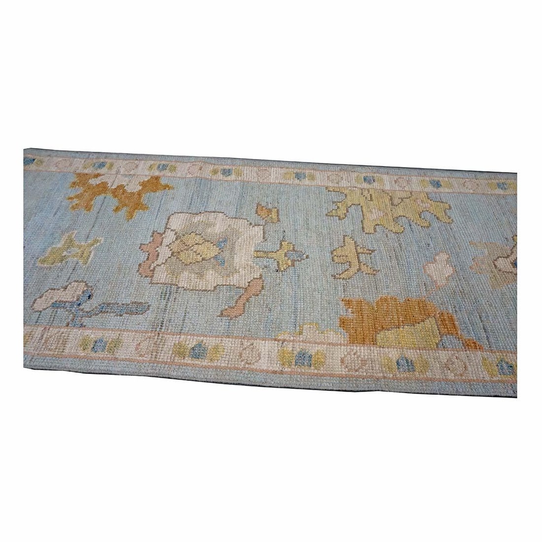 21st Century Turkish Oushak 2X10 Gold, Gray & Ivory, Handmade Runner Rug #1144115 - 2