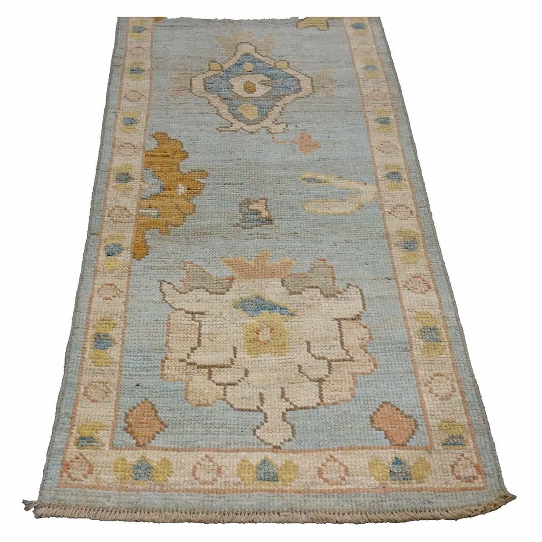 21st Century Turkish Oushak 2X10 Gold, Gray & Ivory, Handmade Runner Rug #1144115 - 4