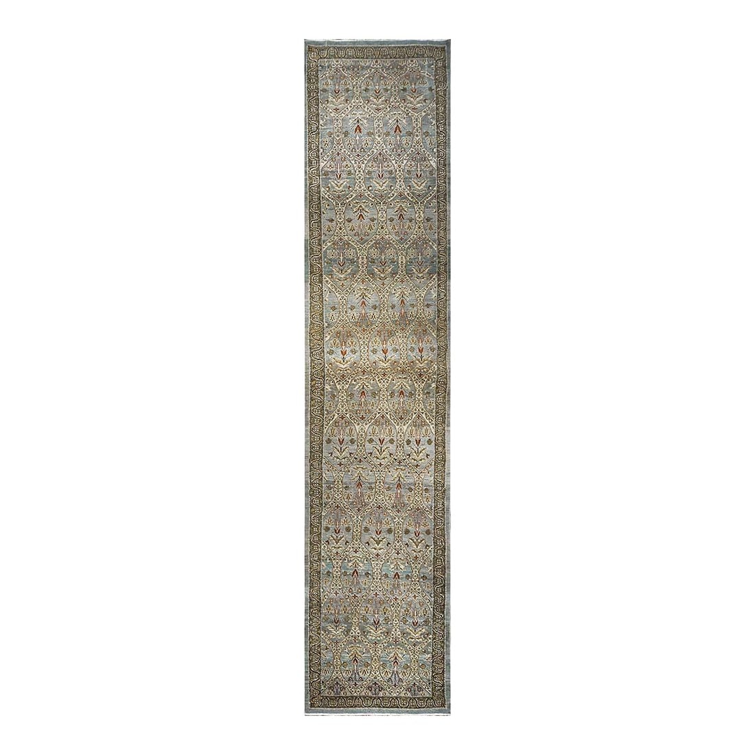 21st Century Persian Tabriz 3x15 Blue & Ivory Handmade Runner Rug #1142901: 21st Century Persian Tabriz 3x15 Blue & Ivory Handmade Runner Rug #1142901 Condition: Imperfections: No Imperfections Condition Notes: New Dimensions: Height: 0.25 in. Width: 38 in. Depth: 181 in.