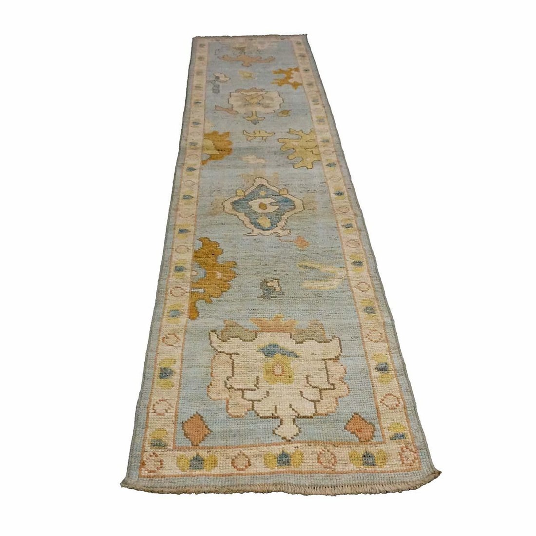 21st Century Turkish Oushak 2X9 Gold, Gray& Ivory, Handmade Runner Rug #1144117 - 2