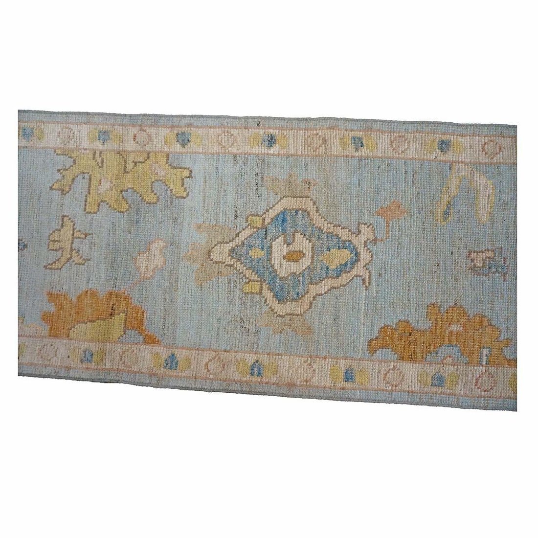 21st Century Turkish Oushak 2X9 Gold, Gray& Ivory, Handmade Runner Rug #1144117 - 3