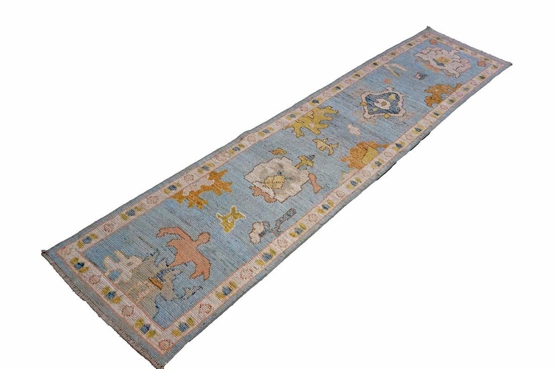 21st Century Turkish Oushak 2X9 Gold, Gray& Ivory, Handmade Runner Rug #1144117 - 6