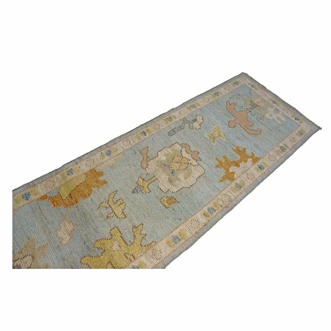 21st Century Turkish Oushak 2X9 Gold, Gray& Ivory, Handmade Runner Rug #1144117 - 7