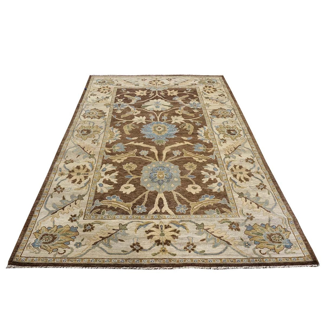 21st Century Afghan Wool Sultanabad 6x9 Blue, Brown & Ivory Handmade Area Rug #1143352 - 3