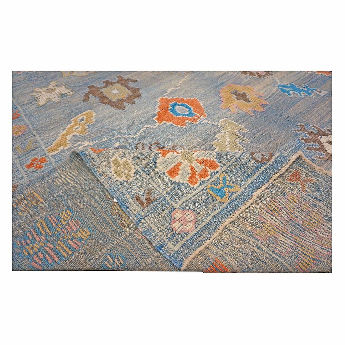 21st Century Turkish Oushak 9x12 Gray, Orange & Slate Blue Handmade Area Rug #a.c 201 - 11