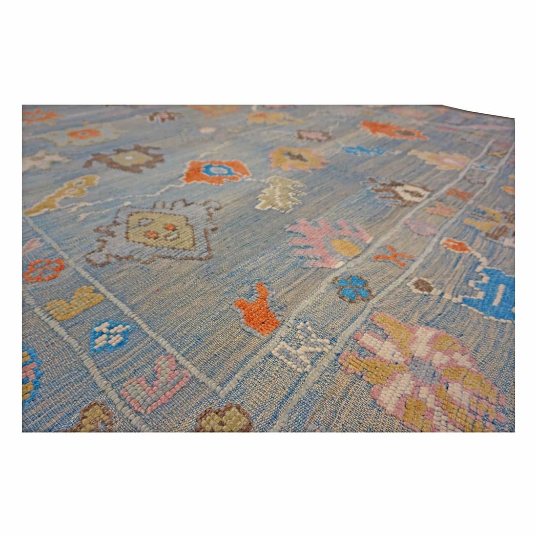 21st Century Turkish Oushak 9x12 Gray, Orange & Slate Blue Handmade Area Rug #a.c 201 - 9