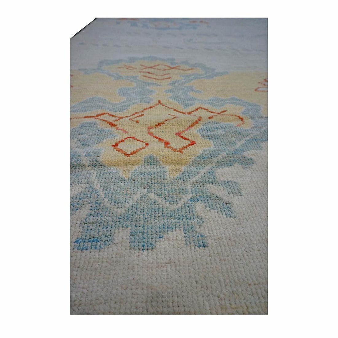 21st Century Turkish Oushak 10X14 Ivory, Orange & Slate Blue Handmade Area Rug #1144178 - 5