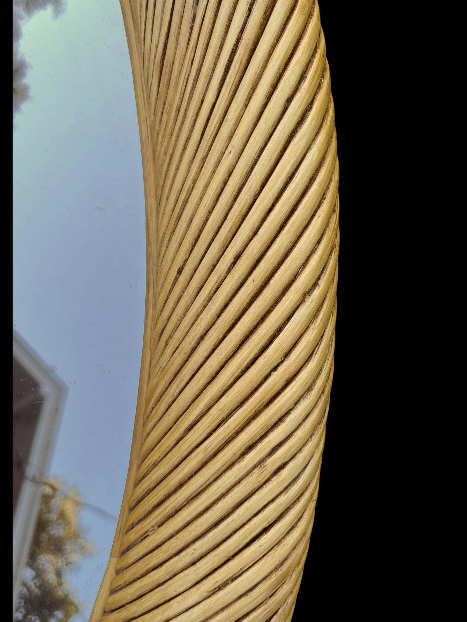 Vintage 1970s 41" Round Pencil Reed Mirror "” After Gabriella Crespi, Karl Springer, Tommi - 4