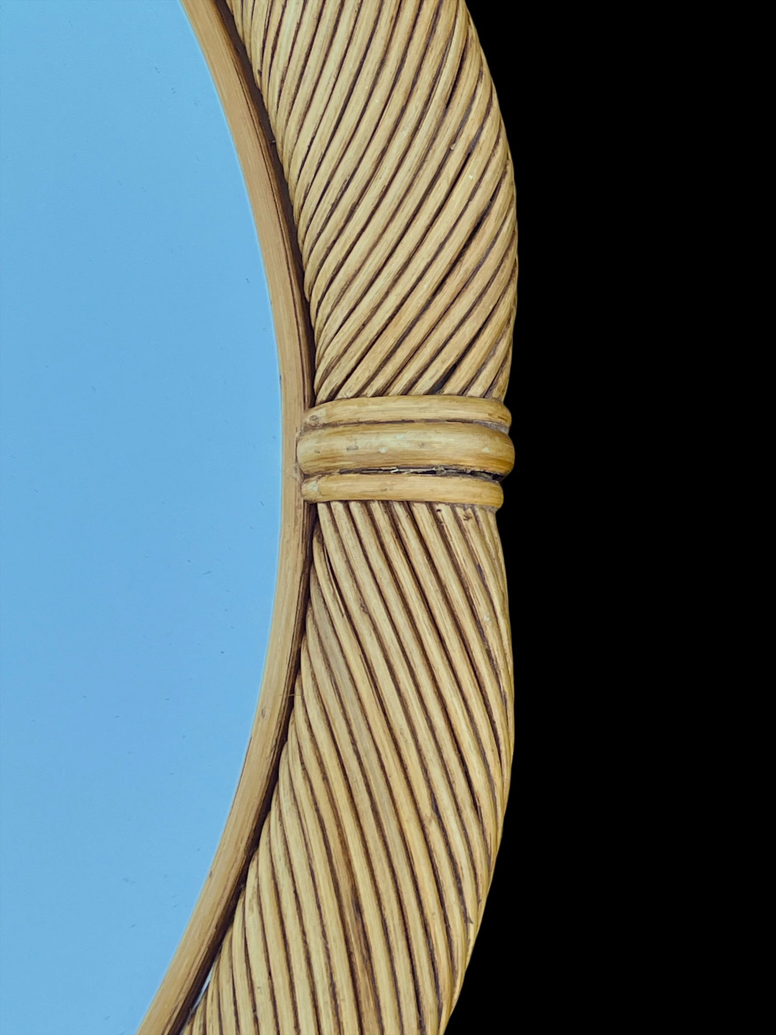 Vintage 1970s 41" Round Pencil Reed Mirror "” After Gabriella Crespi, Karl Springer, Tommi - 5