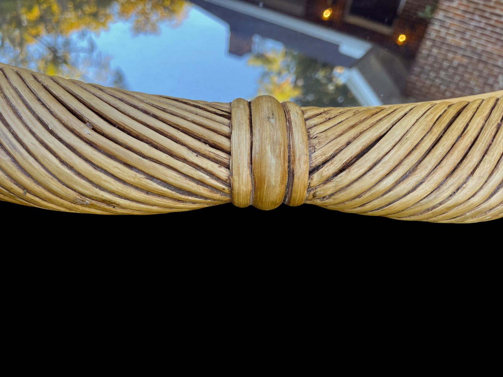 Vintage 1970s 41" Round Pencil Reed Mirror "” After Gabriella Crespi, Karl Springer, Tommi - 6