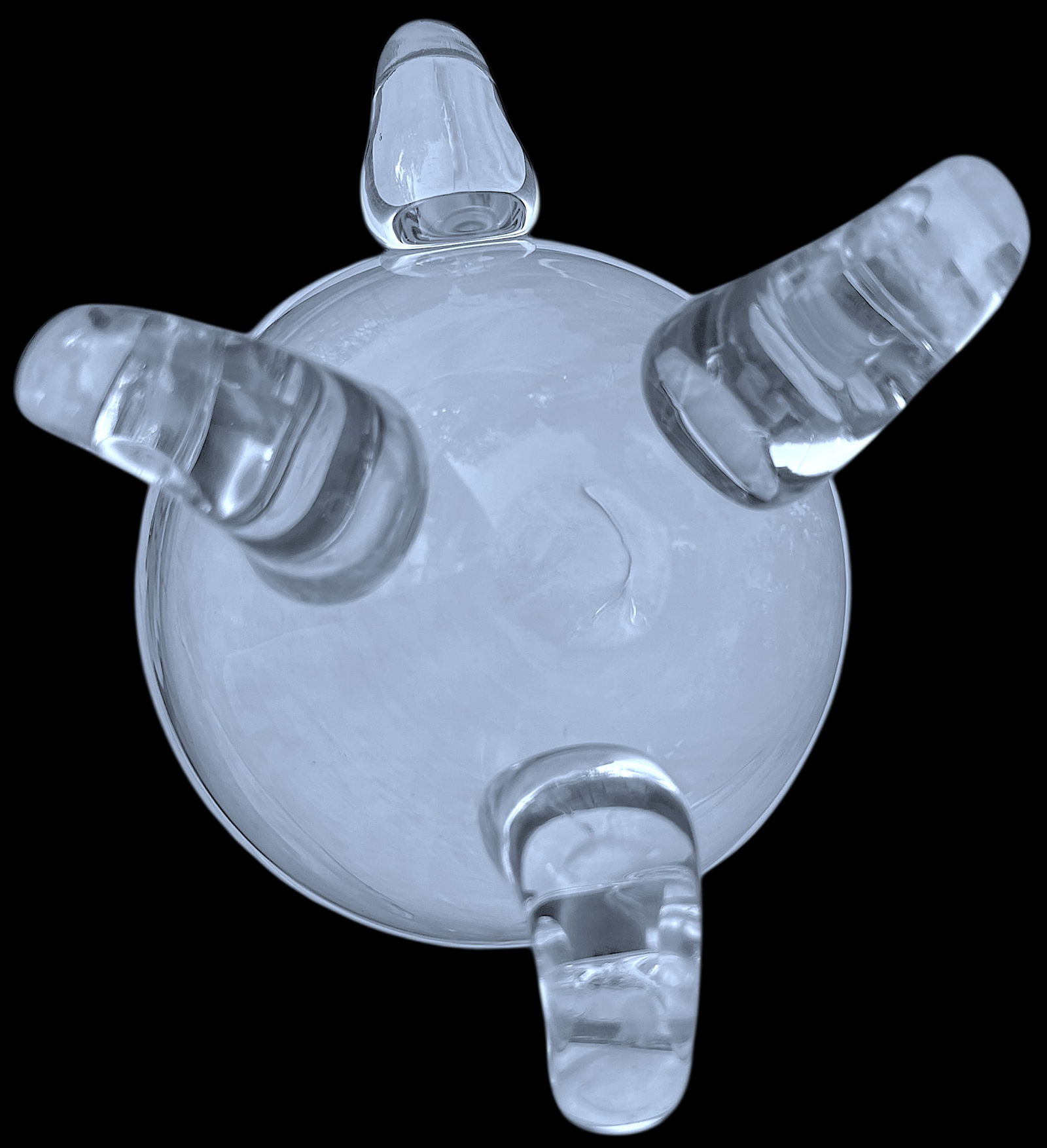 Mouth-Blown Glass Scroll Foot Water Pitcher After Steuben by John Dreves | Hand-Scrolled Feet + Grou - 5